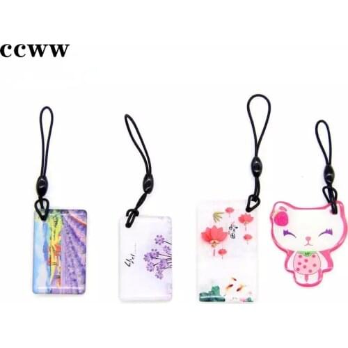 UID S50 1K 13.56MHz Multiple Choices Changeable Rewritable NFC Dropping Glue Waterproof Keyfobs Keychain Key Tag Card