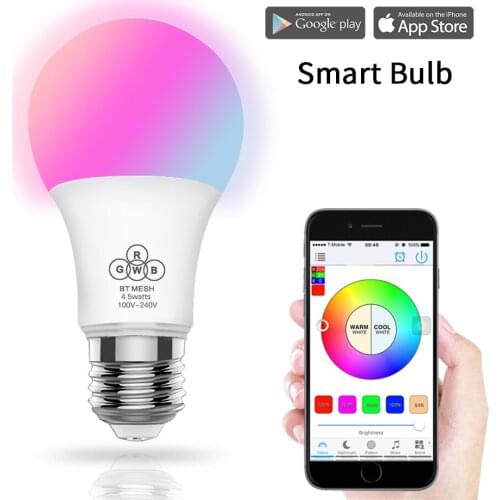 Magic 4.5W E27 RGBW LED Light WIFI Bulb Smart Lighting Bluetooth Lamp Color Change Dimmable AC85-265V for Home Hotel