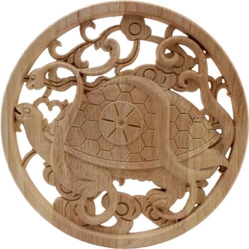 VZLX China Vintage Floral Wood Carved Corner Applique Wooden Carving for Furniture Cabinet Door Frame Wall Home Decor Crafts