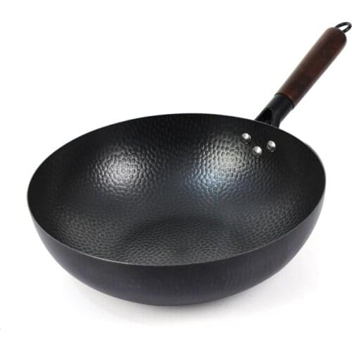 Zhangqiu iron pot handmade old-fashioned wok household flat-bottom wok uncoated non-stick cooker gas cooker