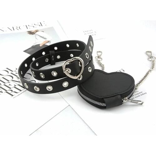 Women Bag Belt Stainless Steel Waist Chain Love Mini Bag Punk Metal Chain Removable Bag Decoration Bag Gift For Friend