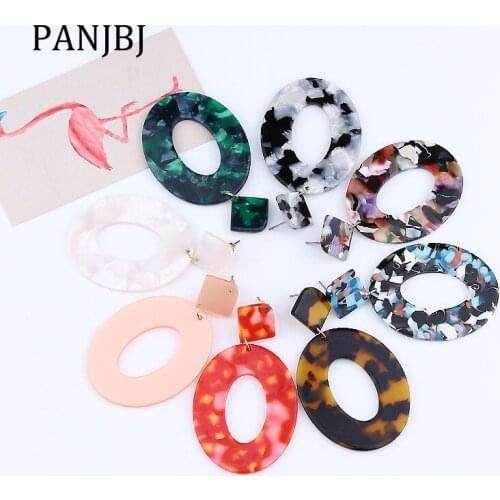 New Trendy Colorful Acrylic Elegant Ladies Drop Earrings Geometric Big Beaded Dangle Earrings For Women Gifts Fashion Jewelry