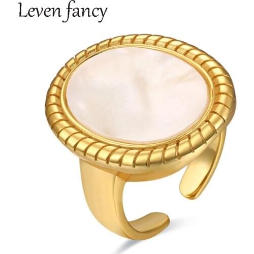 Girls Oval Shape 925 Sterling Silver Natural Abalone Shell Ring Luxury Bohemian Statement Jewelry Gift for Women Birthday Gifts