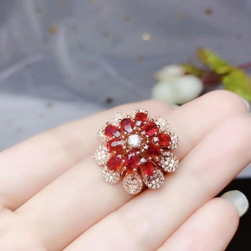 Many gem pieces natural red ruby gemstone ring for women jewelry real 925 silver natural ruby girl birthday party gift