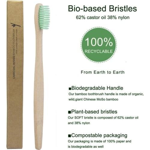 50pcs Children Bamboo ToothBrush Biodegradable Soft BPA-Free Eco Friendly Oral Care Organic Teeth Brush travel toothbrush case