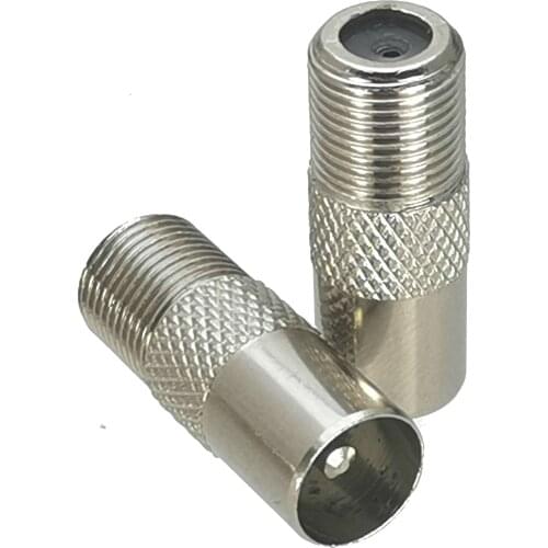 1Pcs IEC PAL DVB-T Male Plug to F TV Female Jack RF Adapter Connector Coaxial High Quanlity