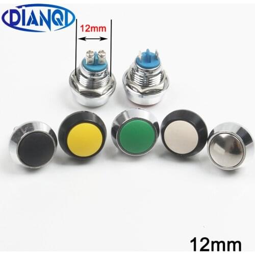 12mm waterproof Momentary 1NO domed push button switch pin/screw terminal reset button Alumina black button on-off micro switch