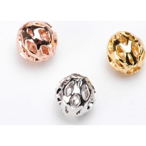 18 k gold plated Gold/Silver/Rose Gold Color Spacer Beads Loose Ball for Charm Bracelets Jewelry Making DIY accessories material