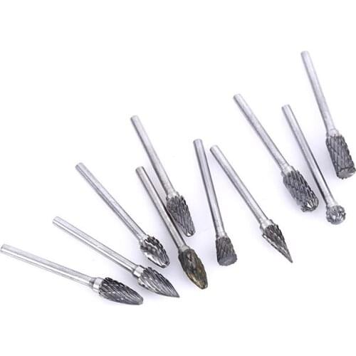 20pcs Carbide Rotary File Tungsten Steel Grinding Head Woodworking Mill Grinding Root Carving Woodcarving Tool 3mm Handle Set
