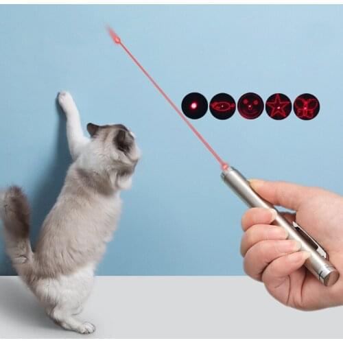 Pet Funny Cat Stick With 3 In 1 pattern Mini Flashlight Laser Funny Cat Pen Rotation Adjustment Pattern Pet Interactive Toy