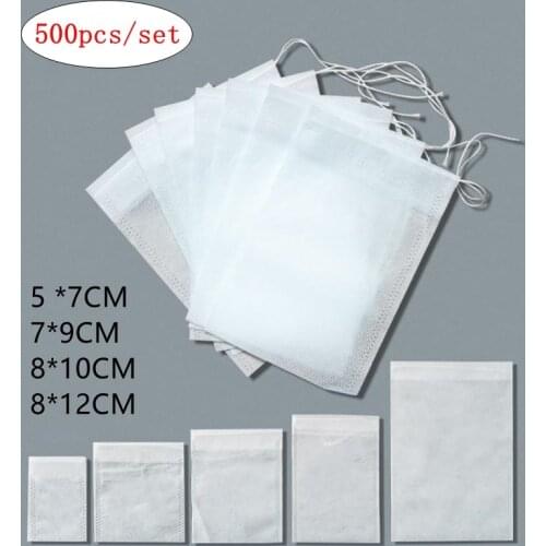 500Pcs Teabags Empty Scented Tea Bags with String Heal Seal Filter Paper for Herb Loose Tea Tools Food Grade Non-woven Tea Bag