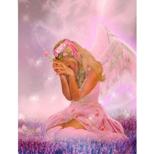5D Diamond Painting Cartoon Pink Angel Girl Diy Full Drill Square Rhinestone Diamond Embroidery Mosaic Garden Home Decor GJ708