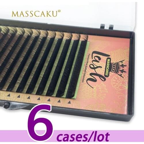6 Cases/Lot MASSCAKU C/D curl Super Soft Mink eyelash extension false individual eyalashes makeup maquiagem cilios makeup tool