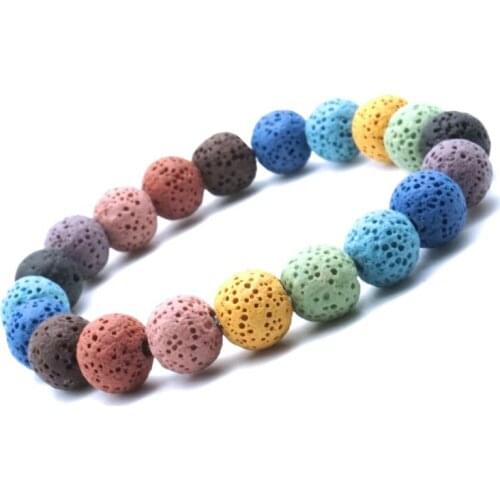 6mm 8MM 10MM Colourful Lava Stone Beads Bracelet DIY Aromatherapy Essential Oil Diffuser Bracelet Yoga Strand Jewelry