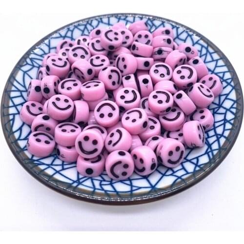 New 20pcs 10mm Smiley face Acrylic Round Shape Beads For DIY Handmade Jewelry Craft Accessories#12