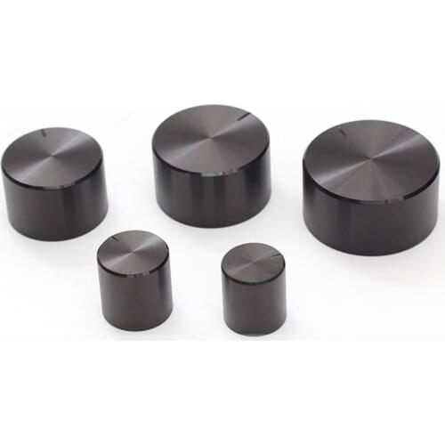 GHH Black Silver Gold 48X22mm 6mm Alloy Knurled Shaft Hole Rotation Switch Volume Control Knob Cap Aluminum Potentiometer Knob