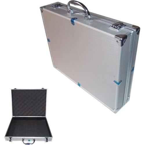 370x285x80mm Toolbox Aluminum Tool Box Portable Instrument Storage Case with Sponge Lining Handheld Impact Resistant Suitcase