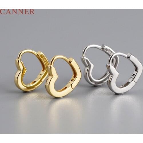 CANNER Earrings For Women 925 Sterling Silver Love Heart Shape Earrings Hoops Pendientes Korean Fine Jewelry Joyero Aretes