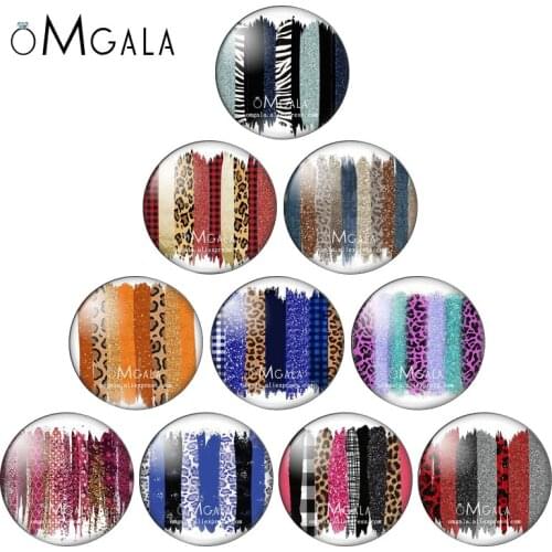 Glitter Brush Strokes Leopard Print 10pcs 8mm/10mm12mm/18mm/20mm/25mm Round photo glass cabochon demo flat back Making findings