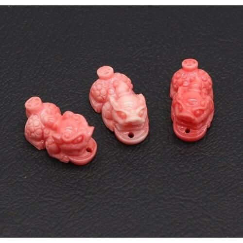 10Pcs Natural Pink Coral Bead Brave Troops Through-Hole Isolation Beads For Jewelry Making DIY Necklace Bracelet Accessory