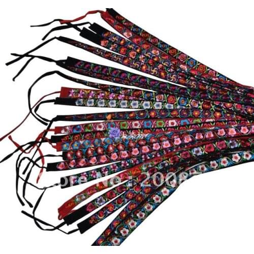 C46 China traditiona ethnic Embroidered flower belt, Miao tribal Embroidery decor apparel Lace,10pcs lot