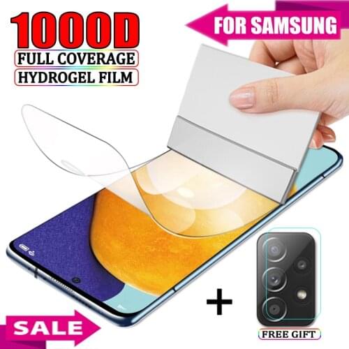 1000D 2In1 Hydrogel Film For Samsung S21 Plus Screen Protector For Samsung A52 A51 A71 A72 A21S Note 20 Ultra A50 S20 M31 M51