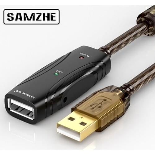 SAMZHE USB 2.0 Extender Cable Signal Strengthen Data Cable Powerful Chip Inside Support DC Power Supply Interface 5m Cable