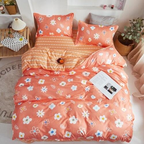 Cute Cartoon Bedding Set Children Girls Nordic Pink Cover Set Single Double Queen King 220X240 Cat Flowers Bedding Covers