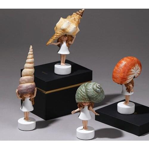 Creative Conch Girl Decoration Bedroom Childrens Room Bedside Table Handicraft Ornaments Home Decorat Accessories