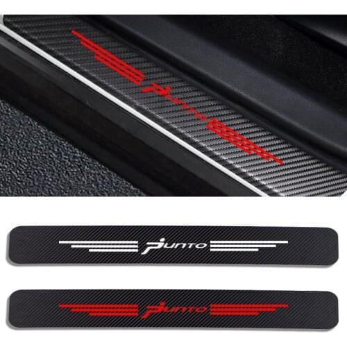 For Fiat Punto 4PCS Car Door Threshold Plate Guards Stickers Auto Door Sill Decals Protector Carbon Fiber Car Tuning Accessories