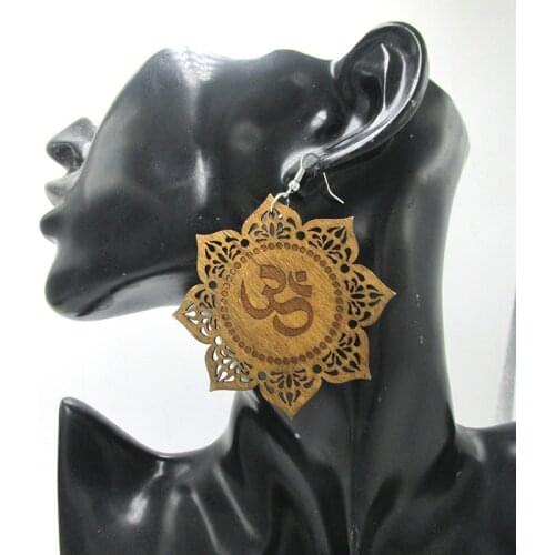 Newest Laser Cut OM Wood Earrings can mixed 2 colors