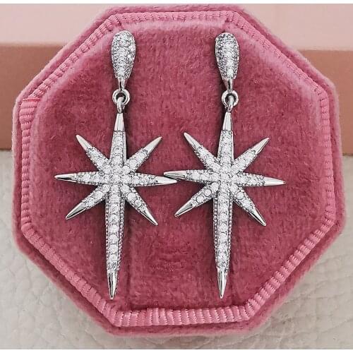 2021 New Luxury Stars 925 Sterling Silver Earrings For Women Anniversary Gift Jewelry Wholesale Christmas E5890