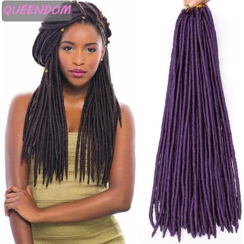 Ombre Faux Locs Crochet Hair Extensions Long Synthetic Dreadlocks Braiding Hair 18 " Straight Soft Loc Crochet Braids Red Purple