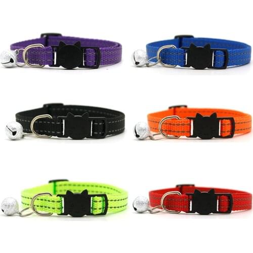 Kitten Cat Buckle Dog Collar with Bell Cartoon Safety Breakaway Pet Collar Reflective Nylon Pet Puppy Small Dog Neck Ring Collar