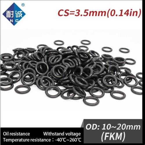 5PC/lot Rubber Ring Black FKM O ring Seals Thickness 3.5mm OD11/12/13/14/15/16/17/18/19/20mm Rubber O-Rings Fuel Washer