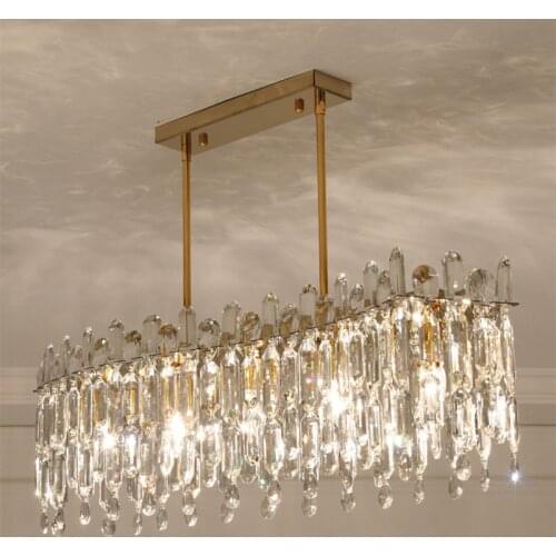 Dining Room Luxury K9 Crystals Led Pendant Lamp Lustre Gold Metal E14 Pendant Lights Led Hanging Lamp Dining Table Luminarias