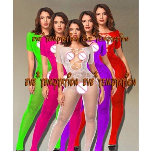 Sexy Bodystocking Lingerie Fishnet Sheer Mesh Bodysuit Bodycon Women Sexy Hot Erotic Open Crotch Stocking On the Body A035