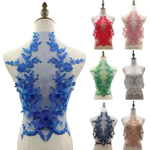 Mesh Bottom Embroidered Back Collar For Evening Wedding Skirt Clothes Lace Collar Decoration DIY Patch Sewing On Accessories