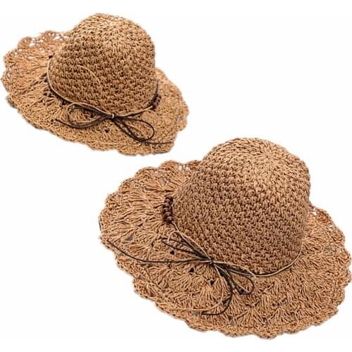 2019 Women Fashion Summer Handmade strawhat Sun Hats large along vintage handmade crochet straw braid sun-shading hat