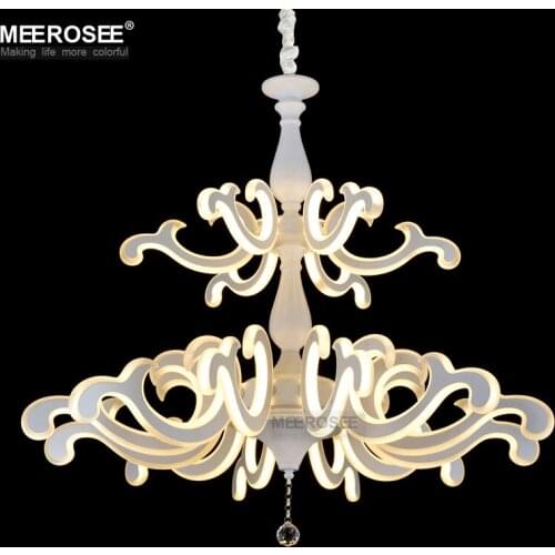 Modern LED Chandelier Lighting White Acrylic LED Hanging Lustre Lamp LED Drop Lamparas for Living room Dining room Hotel Project