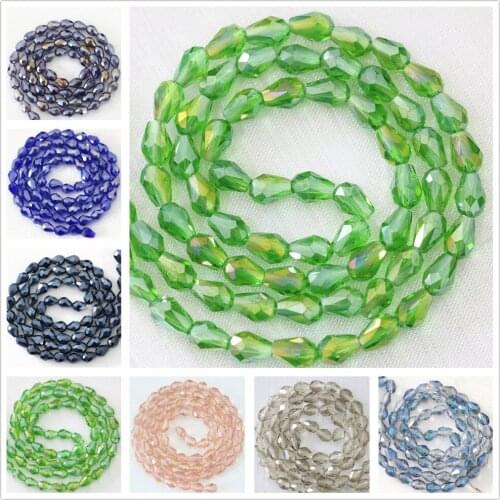 Special high quality crystal 5X7mm glass teardrop faceted women diy jewelry findings accessories loose spacers beads 70pcs B1172