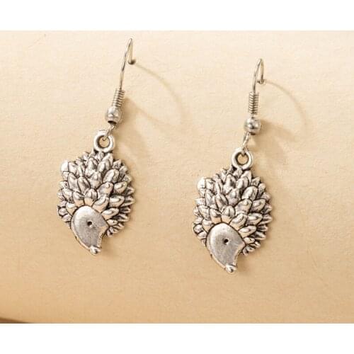 Tocona Lovely Hedgehog Animal Drop Dangle Earrings for Women New Trendy Silver Color Alloy Metal Cute Jewelry Wholesale 19731