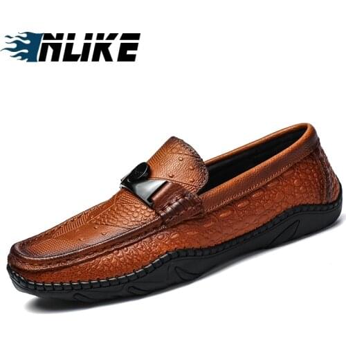 INLIKE Mens Shoes Luxury Men Shoes Men Casual Shoes Genuine Leather Men Loafers Mocassins Driving Shoes Doug Slip On Shoes