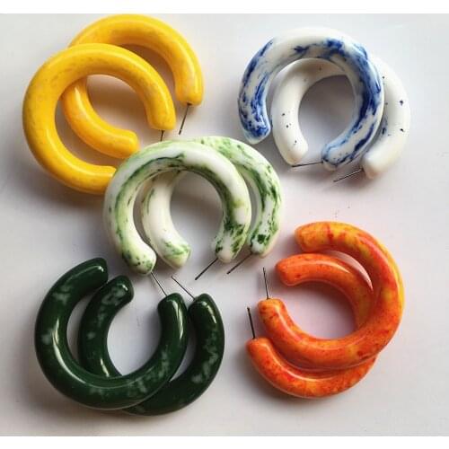 UJBOX Exaggerated Heavy Synthetic Stone Earrings Multicolor Geometric Circle Hoop Earrings Factory Wholesale