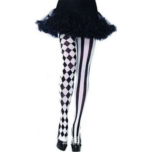Womens Halloween Stockings Party Cosplay Striped Elastic Pantyhose Autumn Winter Xmas Club Clown Stockings Multicolor