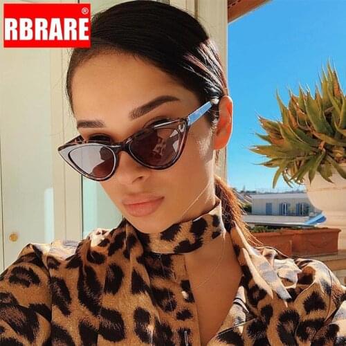RBRARE 2021 Cat Eye Shade For Women Sunglasses Vintage Transparent Triangular Cateye Sun Glasses Sexy Retro Leopard Oculos