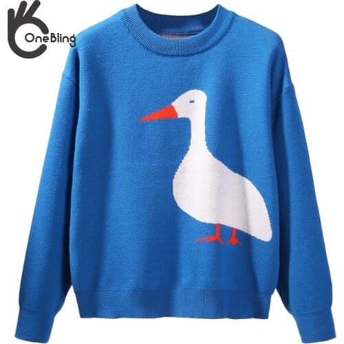 OneBling Za Woman 2021 Embroidery Traf Sweater Autumn Winter Pullover Top Jacquard Knit Sweaters Pull Femme Tops Manga Larga