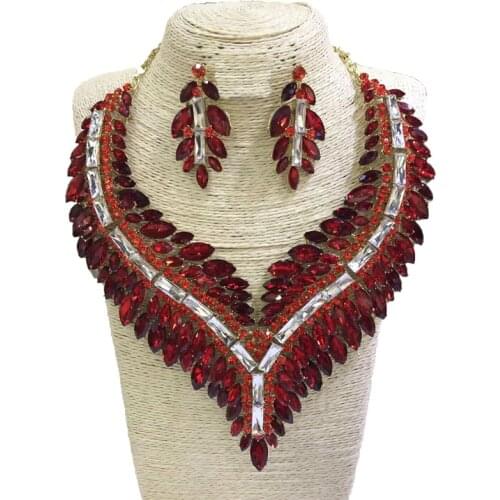 BIG SIZE Rhine-stone jewelry sets COLOURS women fashion necklace fine jewelry sets wedding gold jewelry sets rhinestone Earring