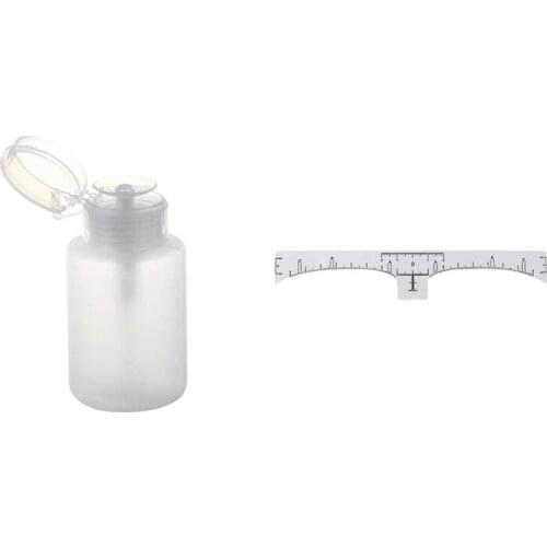 1 Pcs 150Ml Nail Art Makeup Polish Pump Dispenser Bottle & 100 Pcs Reusable Eyebrow Stencil Makeup Tattoo Ruler Tools