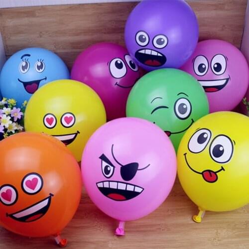 10Pcs/lot 12inch Cute Funny Big Eyes Smiley Face Latex Balloons Birthday Party Decoration Inflatable Balloon Baby Shower Globos